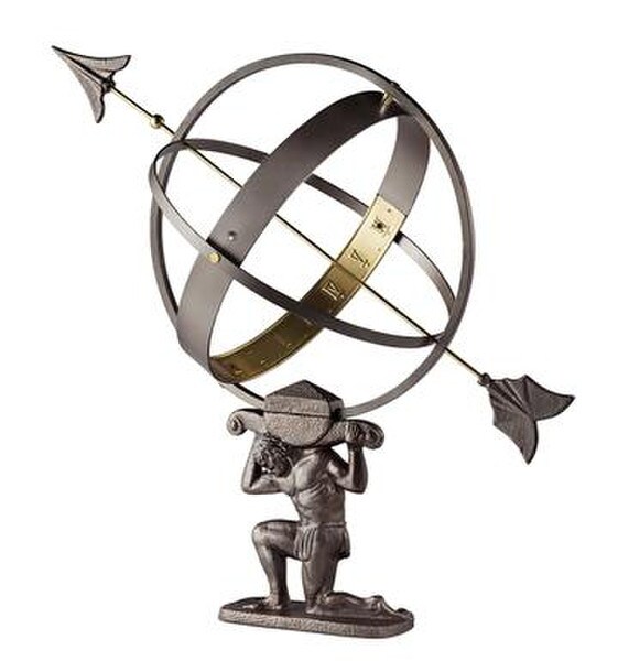 Gnomon brass Atlas Armillary Sundial Sculpture Celestial Time Piece